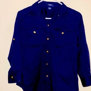 Navy blue Chaps light jacket or shirt. EUC.